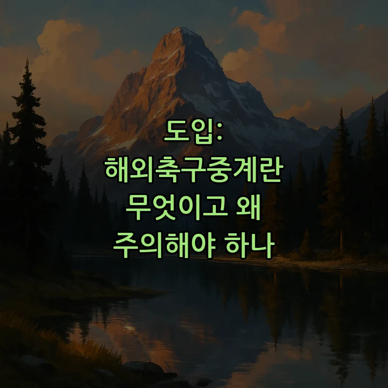 도입: 해외축구중계란 무엇이고 왜 주의해야 하나
