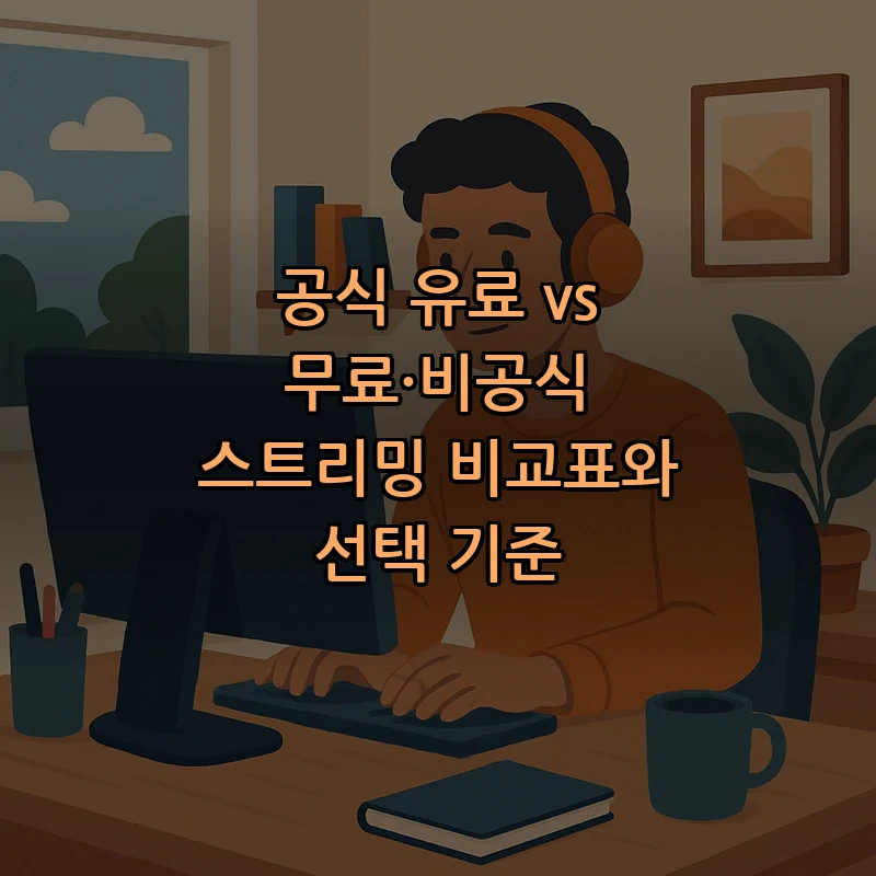 공식 유료 vs 무료·비공식 스트리밍 비교표와 선택 기준