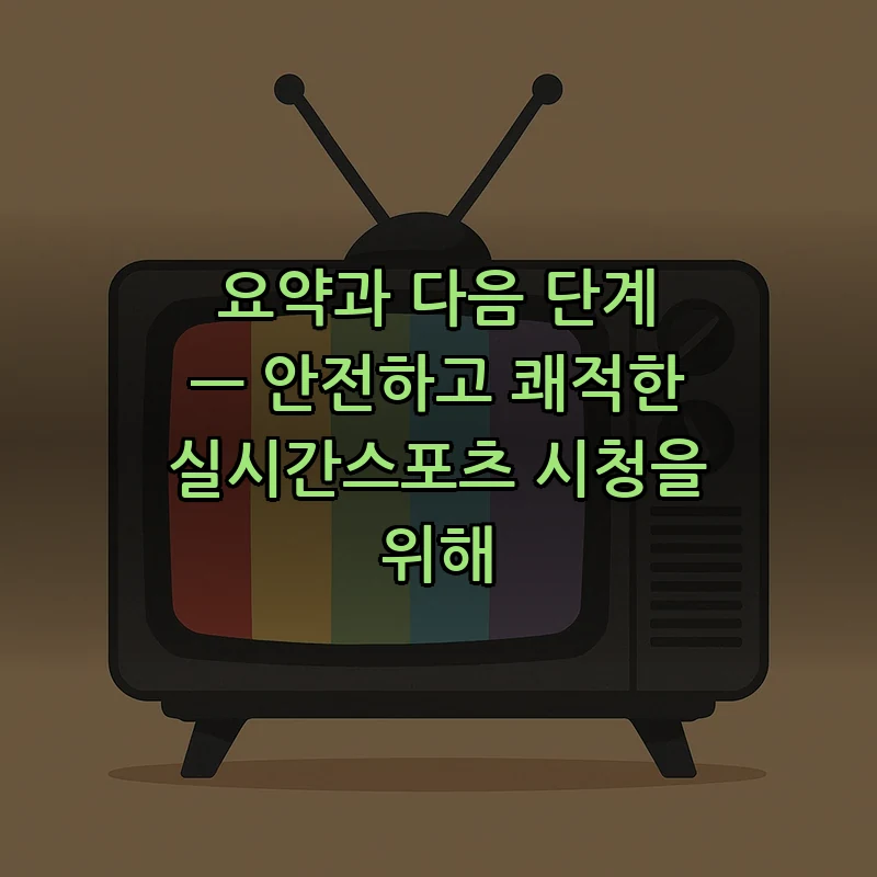 요약과 다음 단계 — 안전하고 쾌적한 실시간스포츠 시청을 위해