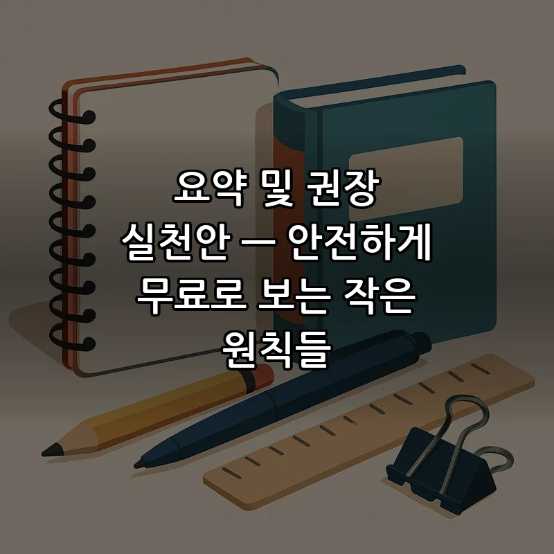 요약 및 권장 실천안 — 안전하게 무료로 보는 작은 원칙들