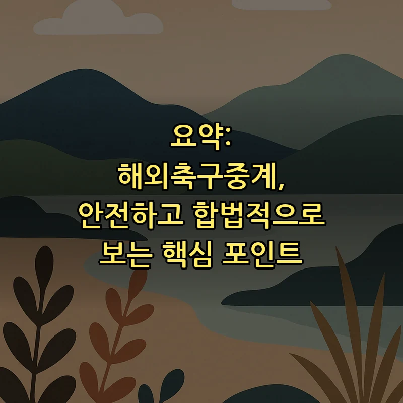요약: 해외축구중계, 안전하고 합법적으로 보는 핵심 포인트