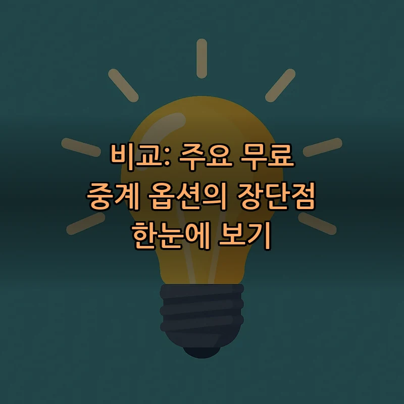 비교: 주요 무료 중계 옵션의 장단점 한눈에 보기