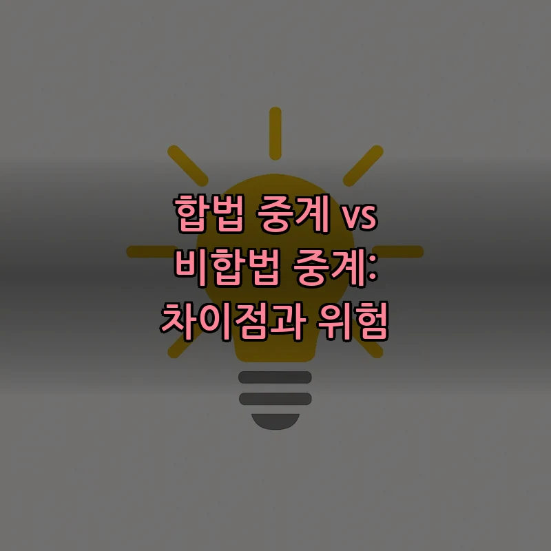 합법 중계 vs 비합법 중계: 차이점과 위험
