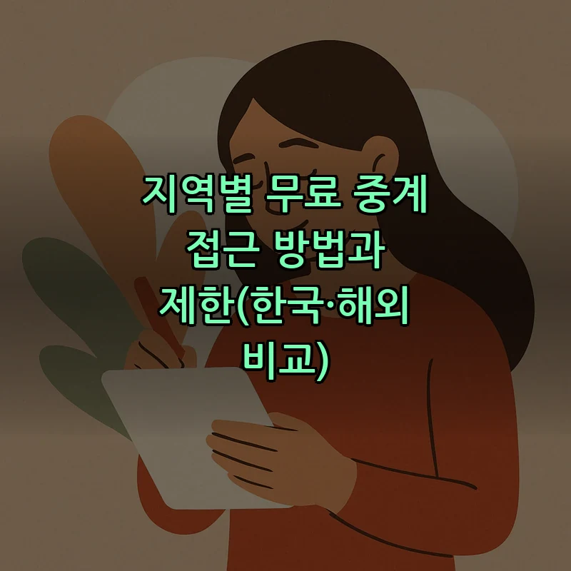 지역별 무료 중계 접근 방법과 제한(한국·해외 비교)