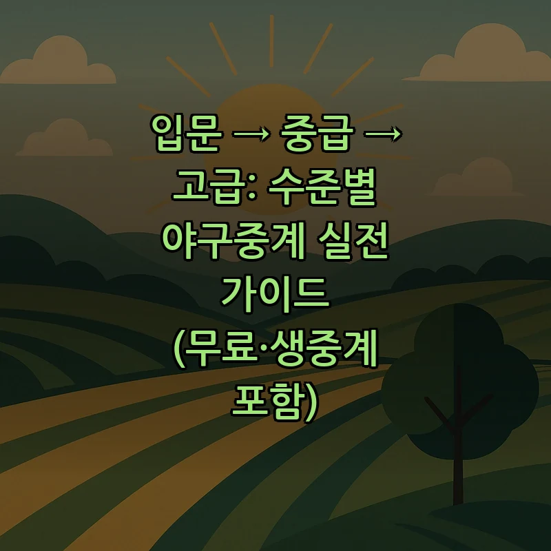 야구중계 시청, 입문부터 고급까지 단계별 가이드