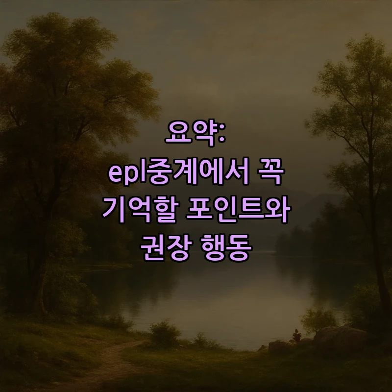 요약: epl중계에서 꼭 기억할 포인트와 권장 행동