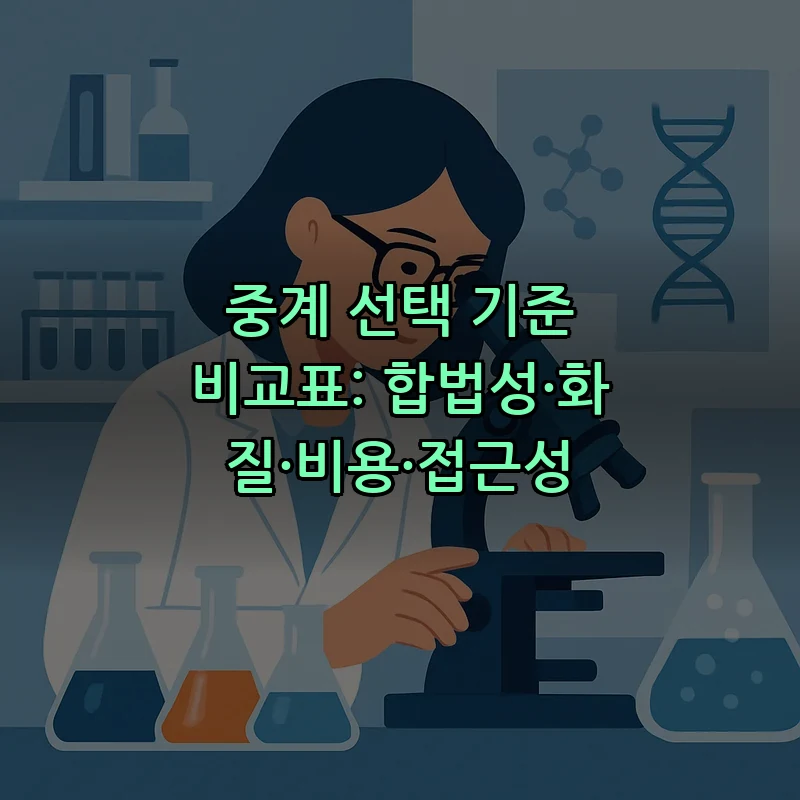 중계 선택 기준 비교표: 합법성·화질·비용·접근성