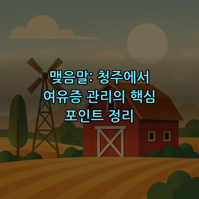 맺음말: 청주에서 여유증 관리의 핵심 포인트 정리