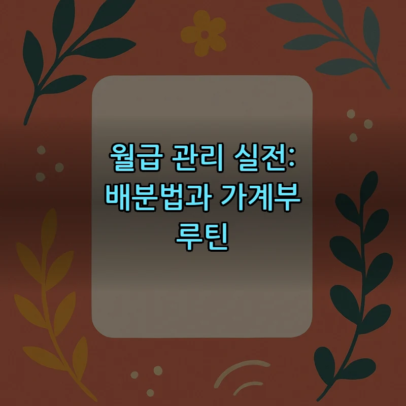 월급 관리 실전: 배분법과 가계부 루틴