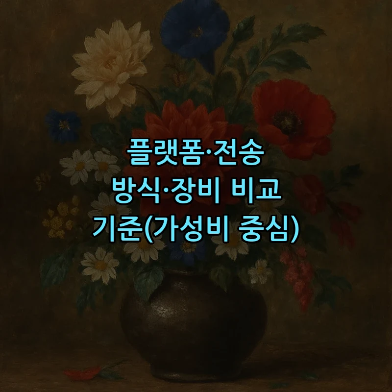 플랫폼·전송 방식·장비 비교 기준(가성비 중심)