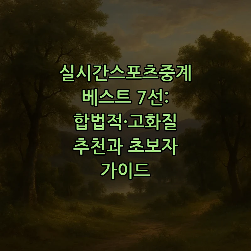실시간 스포츠 중계: 초보자를 위한 베스트 7 추천
