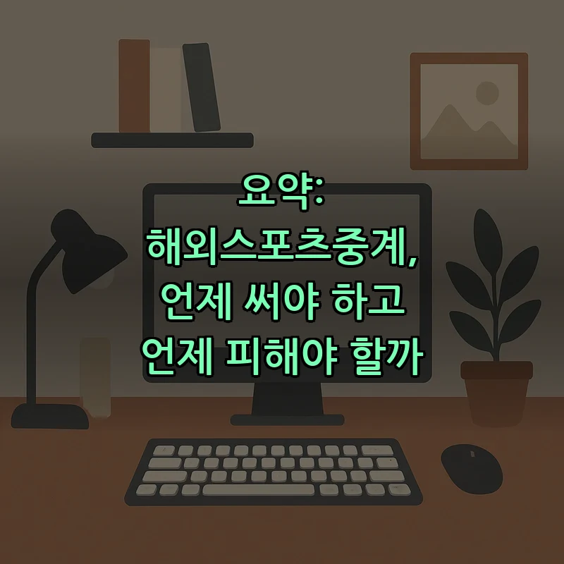 요약: 해외스포츠중계, 언제 써야 하고 언제 피해야 할까