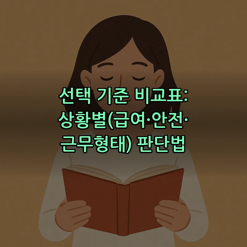 선택 기준 비교표: 상황별(급여·안전·근무형태) 판단법