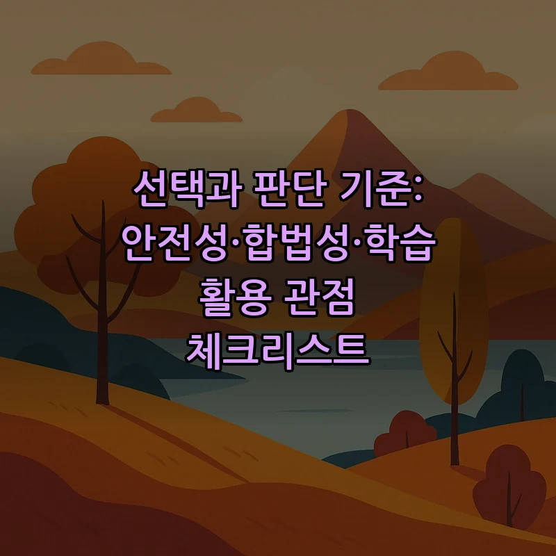 선택과 판단 기준: 안전성·합법성·학습 활용 관점 체크리스트