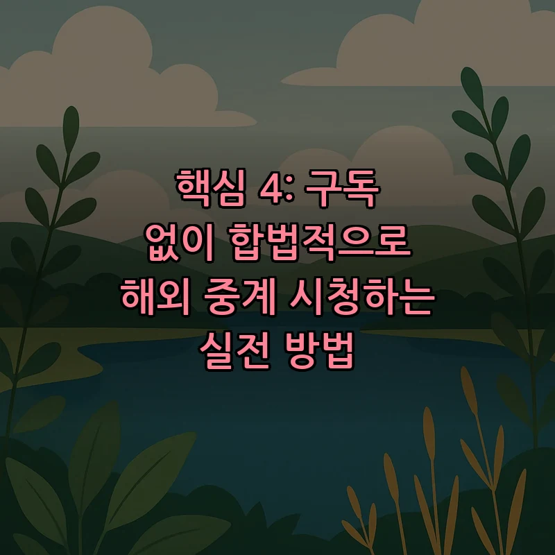 핵심 4: 구독 없이 합법적으로 해외 중계 시청하는 실전 방법