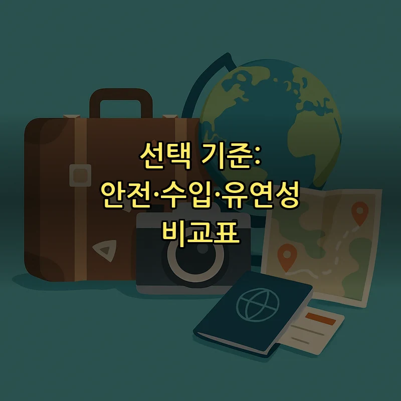 선택 기준: 안전·수입·유연성 비교표