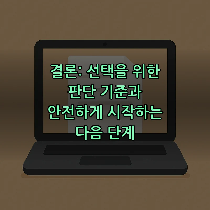 결론: 선택을 위한 판단 기준과 안전하게 시작하는 다음 단계