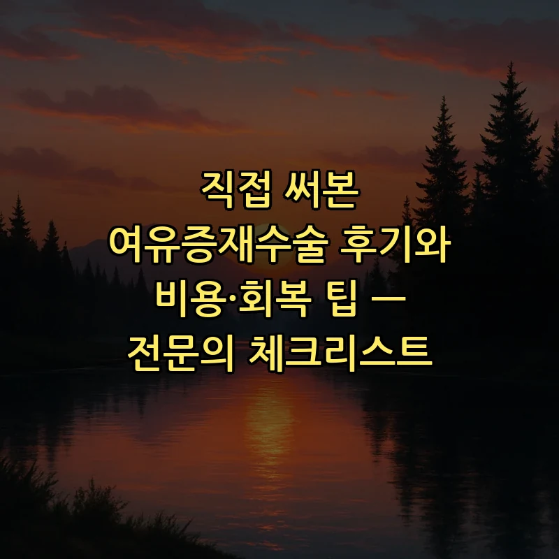 직접 써본 여유증재수술 후기와 비용·회복 팁 — 전문의 체크리스트 커버 이미지