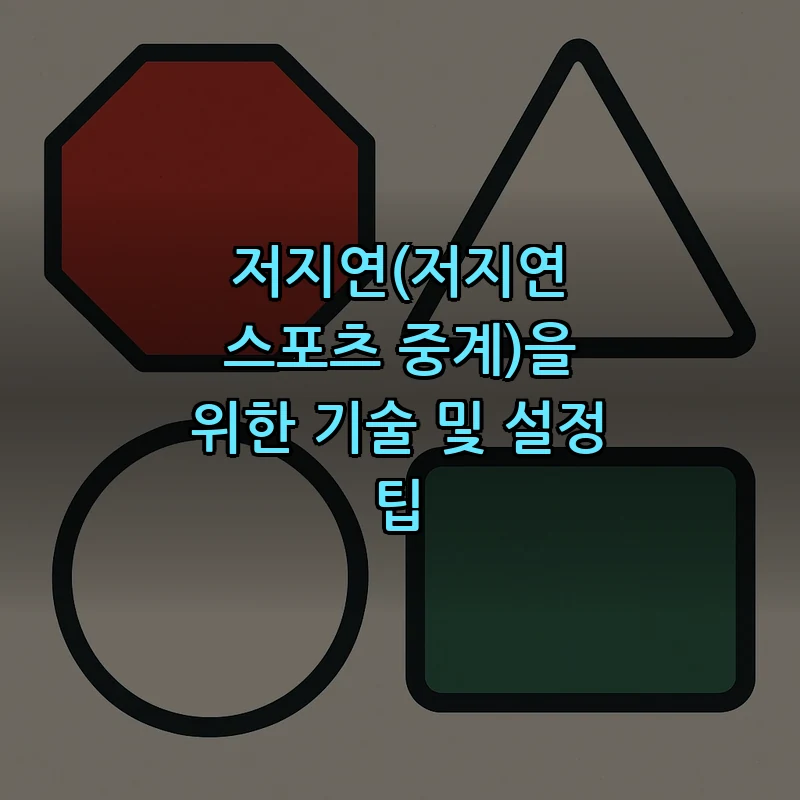 저지연(저지연 스포츠 중계)을 위한 기술 및 설정 팁