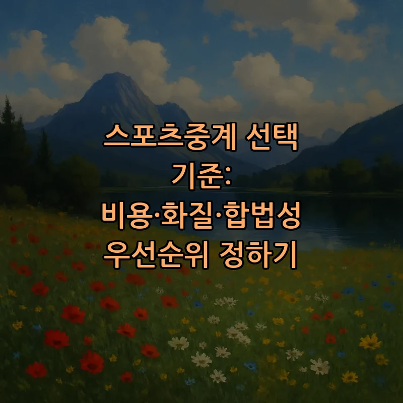스포츠중계 선택 기준: 비용·화질·합법성 우선순위 정하기