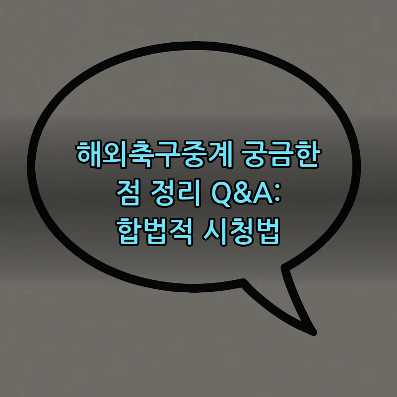 해외축구중계란? 합법적으로 시청하는 방법 정리