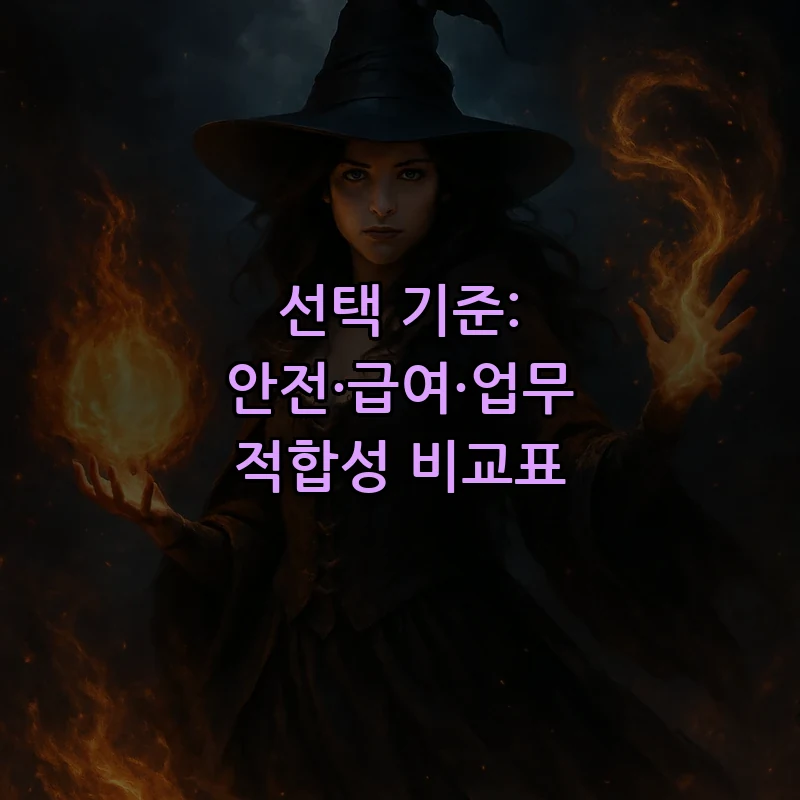 선택 기준: 안전·급여·업무 적합성 비교표