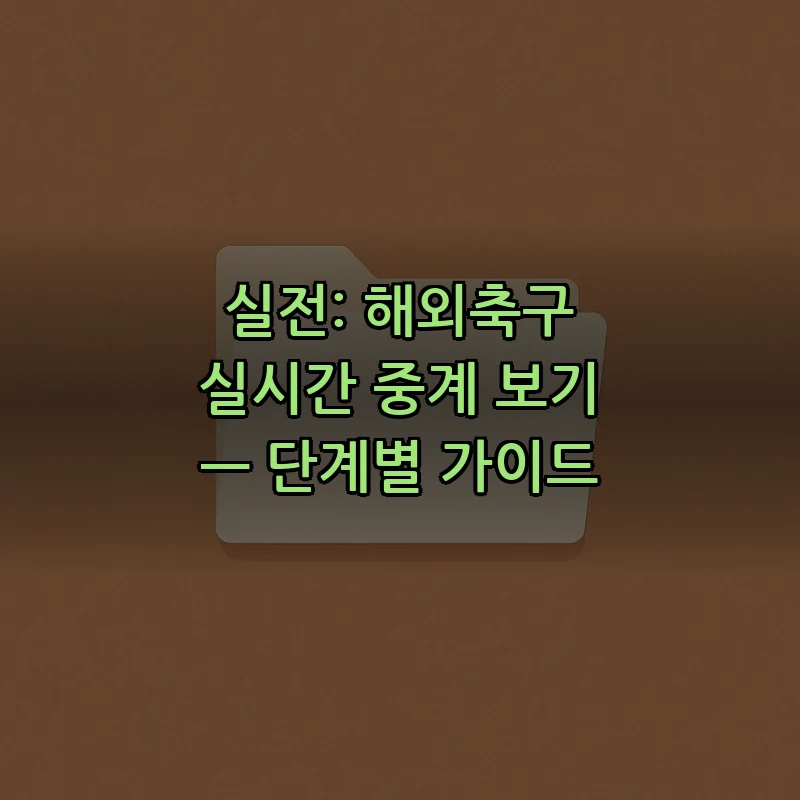 실전: 해외축구 실시간 중계 보기 — 단계별 가이드