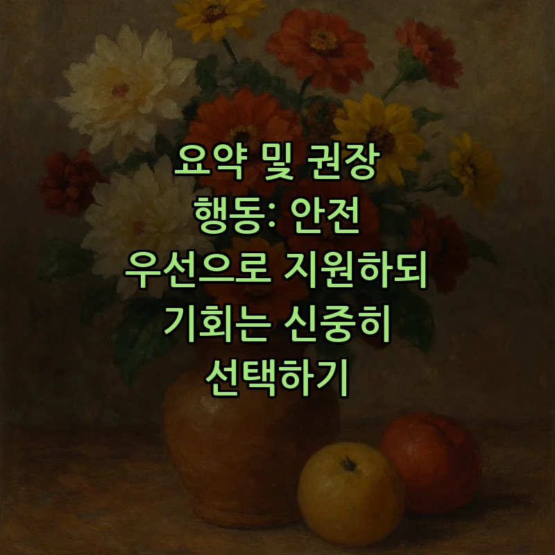 요약 및 권장 행동: 안전 우선으로 지원하되 기회는 신중히 선택하기