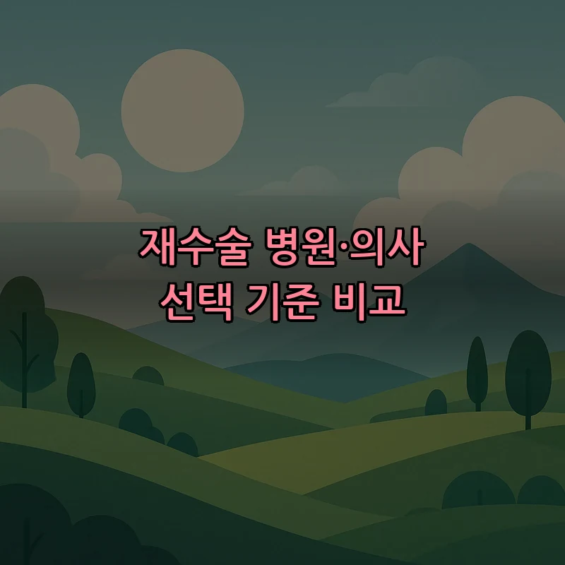 재수술 병원·의사 선택 기준 비교