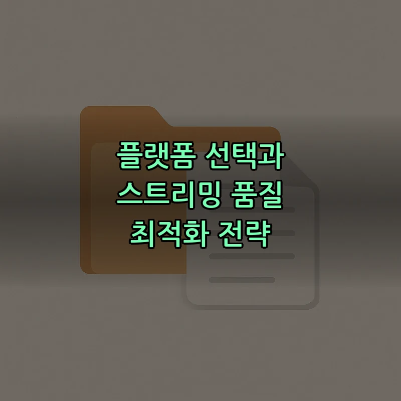 플랫폼 선택과 스트리밍 품질 최적화 전략