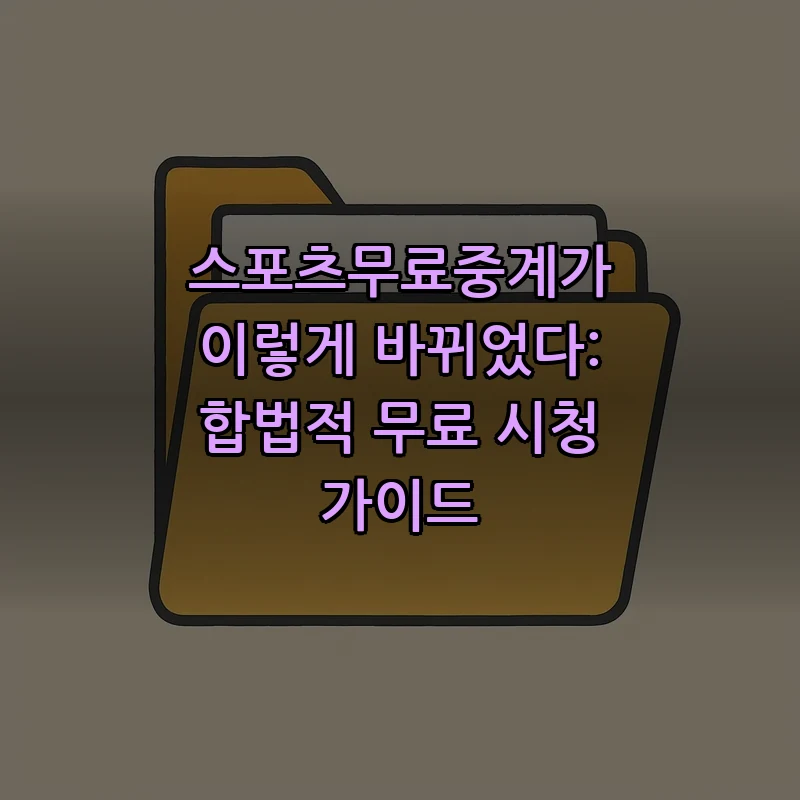 합법적 스포츠무료중계의 모든 것: 안전하고 자유롭게 보기