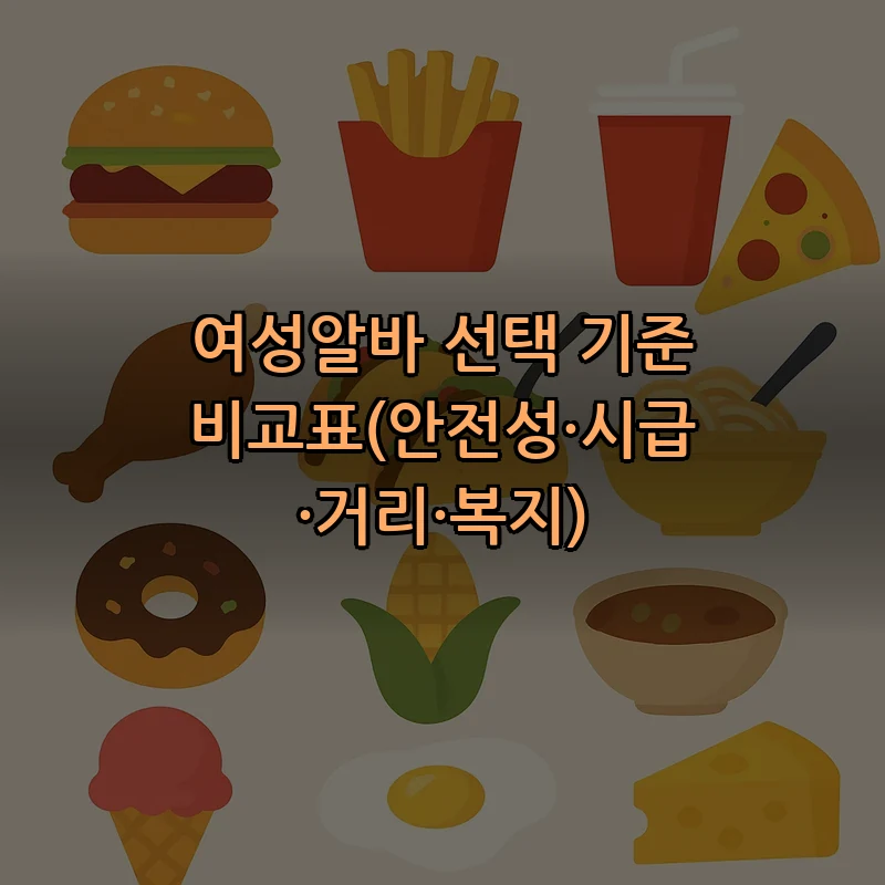 여성알바 선택 기준 비교표(안전성·시급·거리·복지)