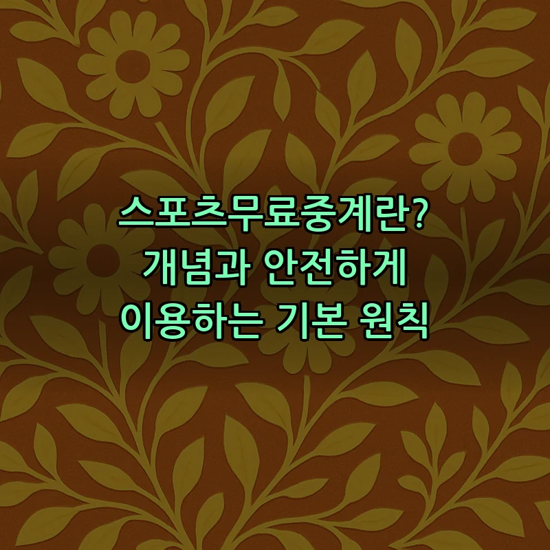 스포츠무료중계란? 개념과 안전하게 이용하는 기본 원칙