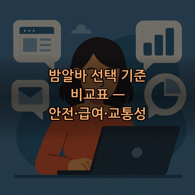 밤알바 선택 기준 비교표 — 안전·급여·교통성