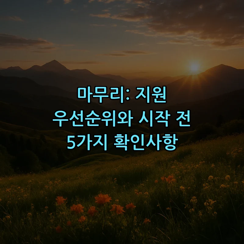 마무리: 지원 우선순위와 시작 전 5가지 확인사항