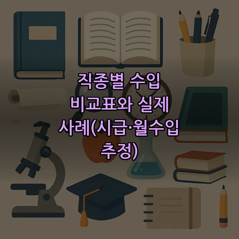 직종별 수입 비교표와 실제 사례(시급·월수입 추정)