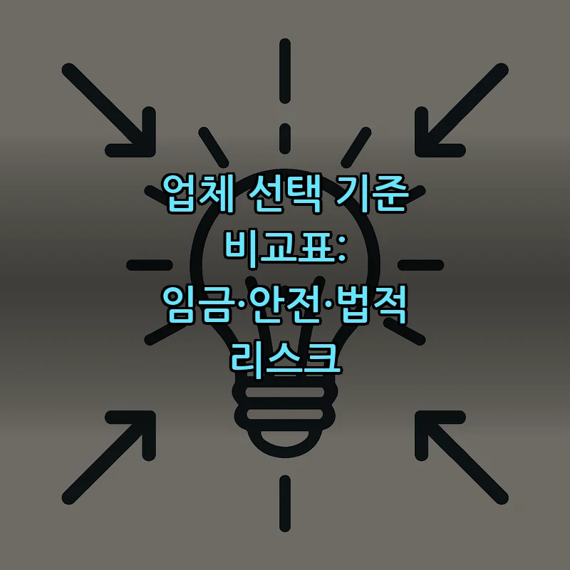 업체 선택 기준 비교표: 임금·안전·법적 리스크