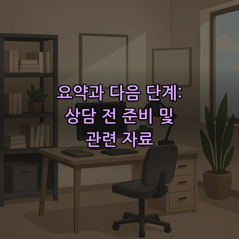 요약과 다음 단계: 상담 전 준비 및 관련 자료