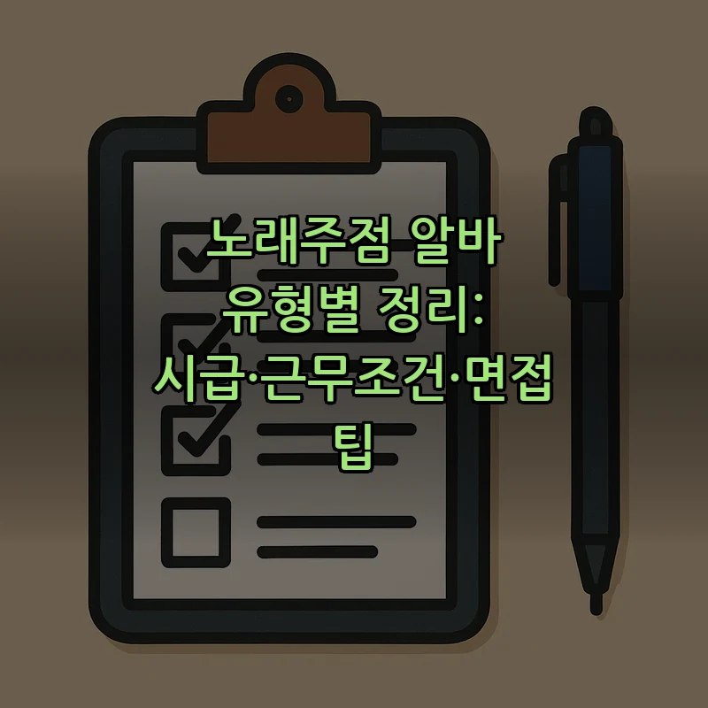 노래주점 알바 유형 및 시급 체크리스트