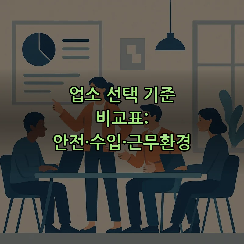 업소 선택 기준 비교표: 안전·수입·근무환경