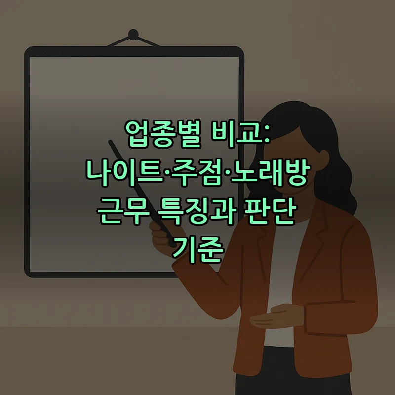 업종별 비교: 나이트·주점·노래방 근무 특징과 판단 기준