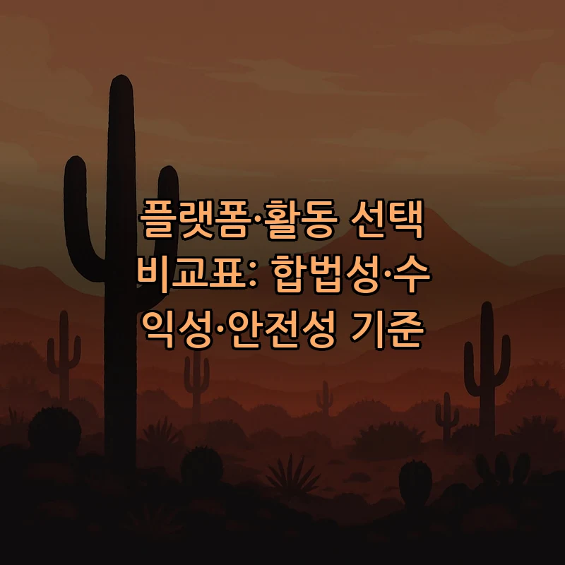 플랫폼·활동 선택 비교표: 합법성·수익성·안전성 기준