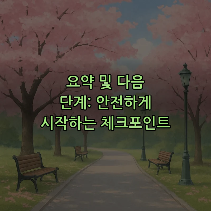 요약 및 다음 단계: 안전하게 시작하는 체크포인트