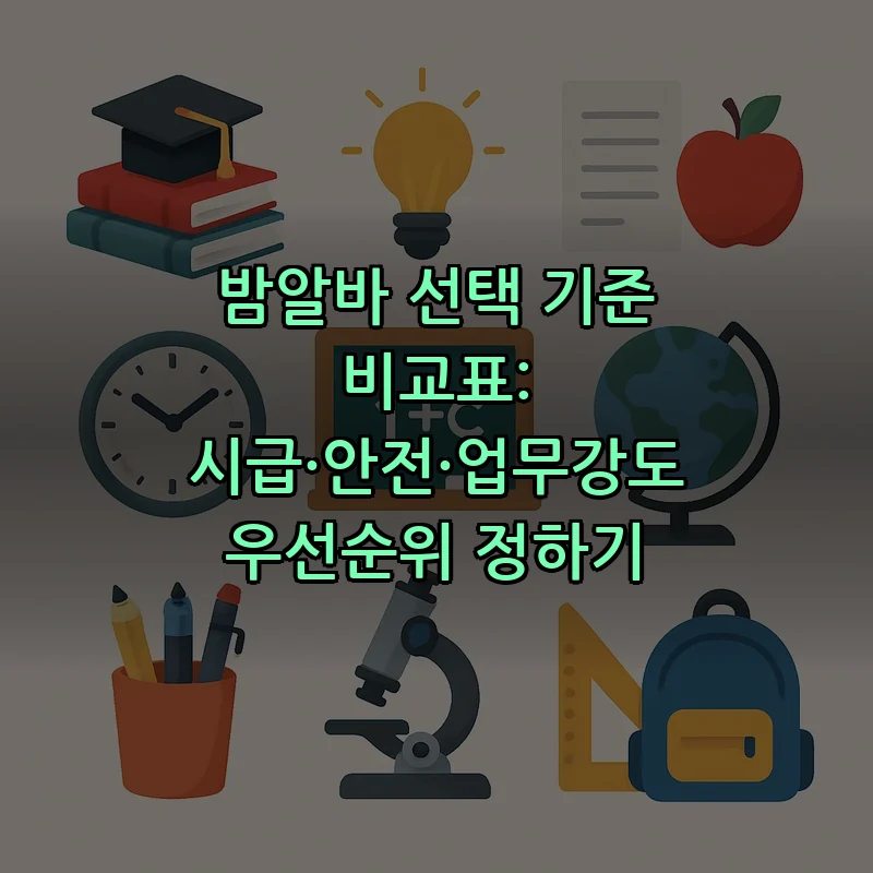 밤알바 선택 기준 비교표: 시급·안전·업무강도 우선순위 정하기