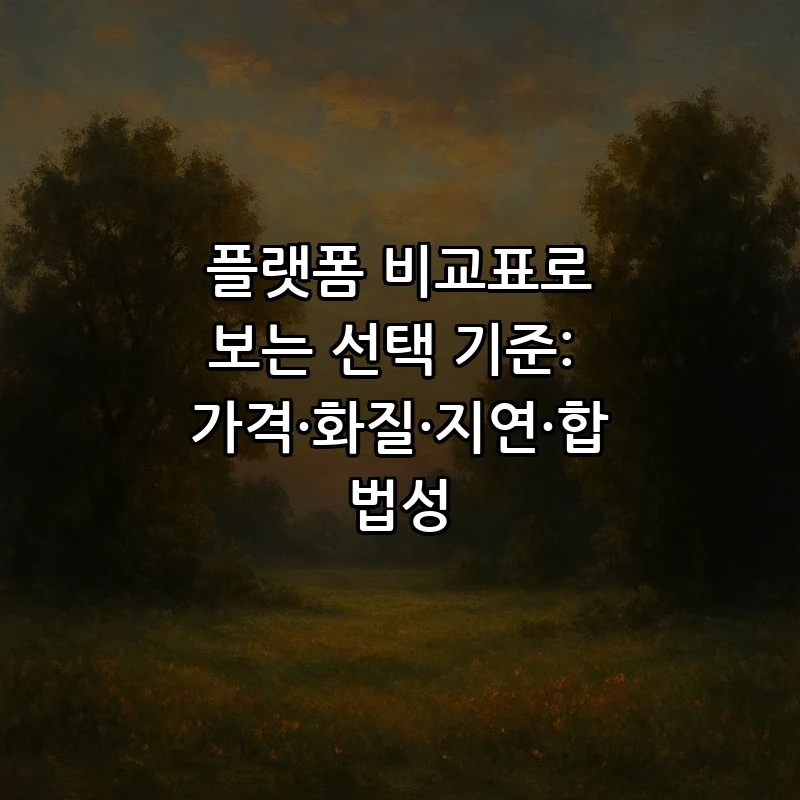 플랫폼 비교표로 보는 선택 기준: 가격·화질·지연·합법성