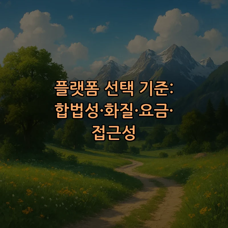 플랫폼 선택 기준: 합법성·화질·요금·접근성