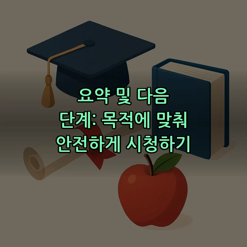 요약 및 다음 단계: 목적에 맞춰 안전하게 시청하기