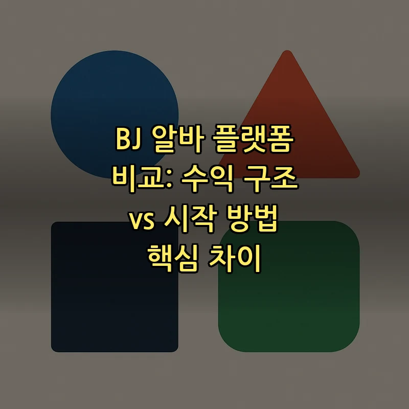 BJ 알바 플랫폼 비교: 수익 구조 vs 시작 방법 핵심 차이 커버 이미지