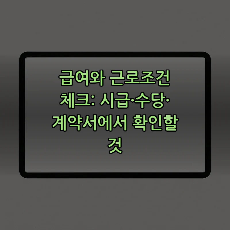 급여와 근로조건 체크: 시급·수당·계약서에서 확인할 것