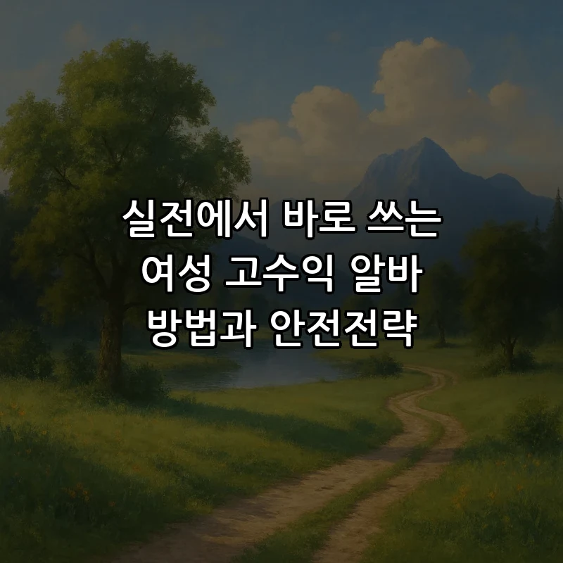 여성을 위한 고수익 알바 방법 및 안전 체크리스트